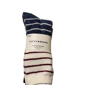 Lucky Brand 6 pairs Super Soft Boot Sock Blue Shoe Size 5-10